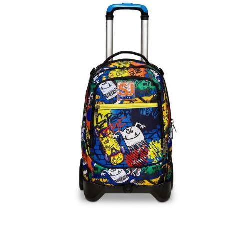 SEVEN CRITTY BOY TROLLEY JACK 2 RUOTE IN POLIESTERE 37X51X27 CM 34 LT SCOMPONIBILE TASCA FRONTALE FANTASIA